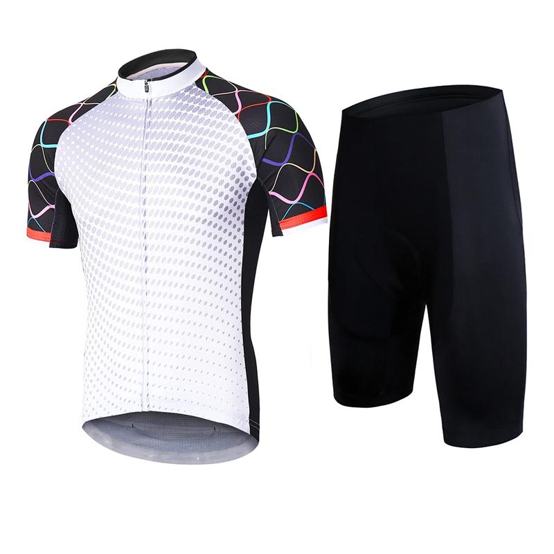 Man Cycling Clothing Jersey Set Anti-UV Road Bike Bib Jersey Suit Shorts with 5D Gel Pad Breathable Short Sleeves Cycling Suits