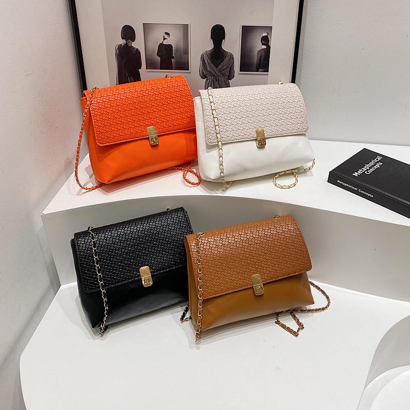 Trendy Large Capacity Woven Texture Crossbody Bag For Women In Versatile Black White Orange Brown