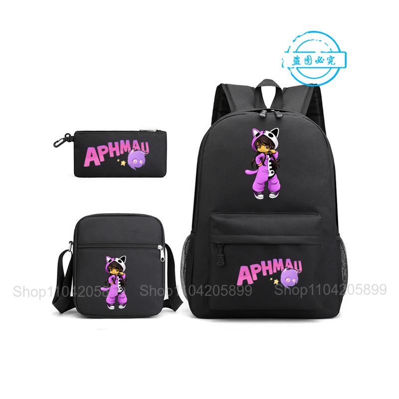 Афмау Рюкзак Студенческий Mochila Школьная сумка Пенал Сумка через плечо Набор из 3 предметов Модные Девочки Мальчики Игра Мультфильм Школьная сумка Подарок