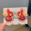 1 Pair Floral Tassel Pearl Bunny Hair Clips Vibrant Color Fairy Hairpins Hanfu Hair Clips  Festival