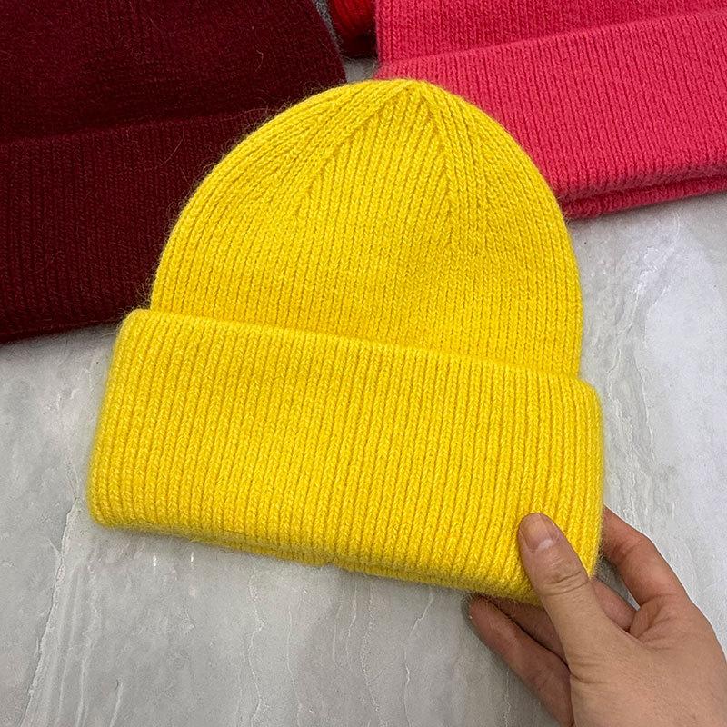 Hat Women's Autumn and Winter Wool Hat Casual Warm Versatile ins Knitted Hat Solid Color Light Board Cold Hat Men's Trend