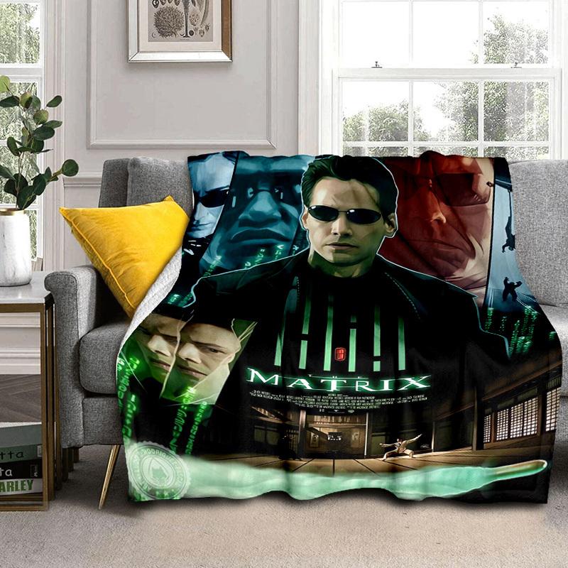 1pc Neo's Awakening: The Matrix Poster Analysis Cartoon Blanket,Portable Throw for Travel & Camping, All Season Cozy Blanket,Ideal Gift