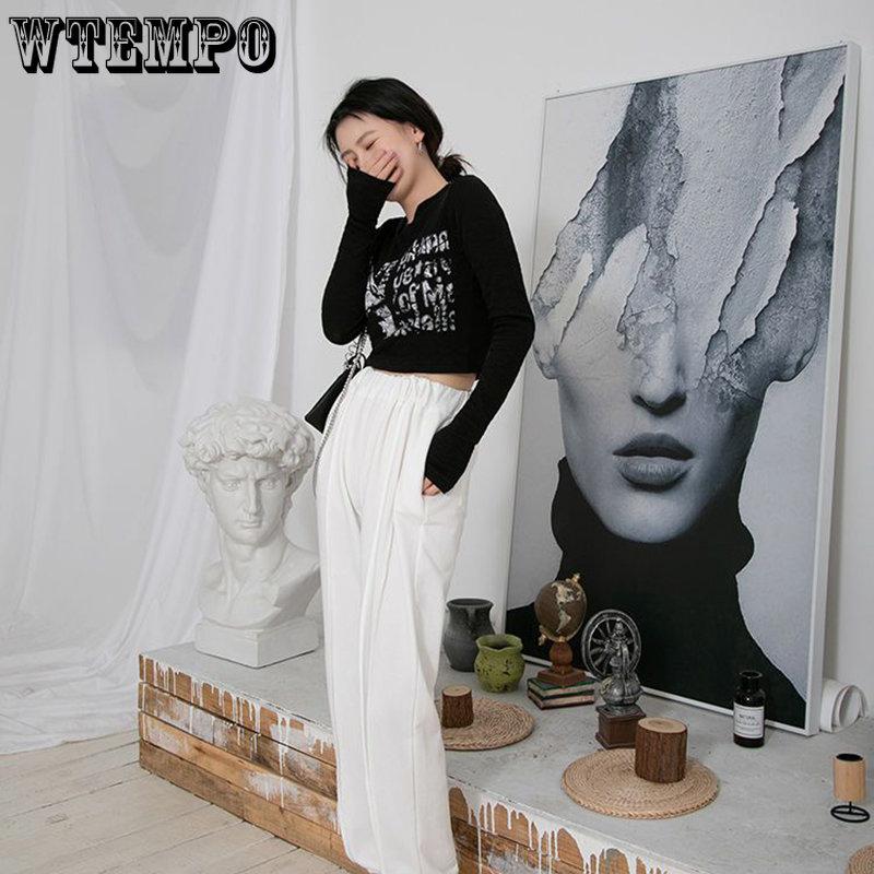 Ретро Harajuku гранж-футболки с графическим принтом и длинными рукавами, укороченные топы, шикарные женские винтажные облегающие корейские футболки