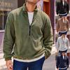 Men's New Fall And Winter Hoodie Pullover Long Sleeve Hem Drawstring Plush Male Stand Collar Half Zipper