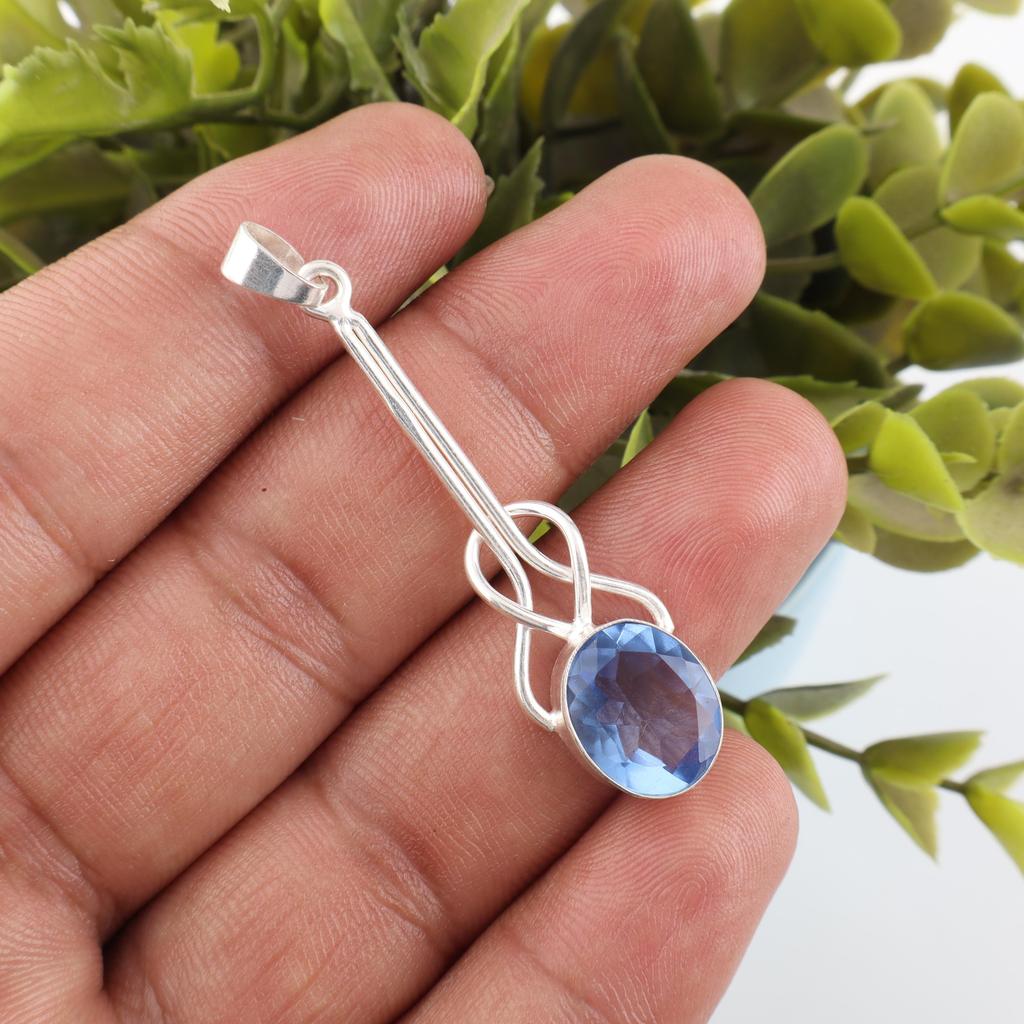 Ювелирные изделия с танзанитом, кулон из стерлингового серебра 925 пробы, очаровательный кулон ручной работы, богемный кулон с танзанитом в подарок бабушке