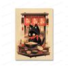 Japanese Noodle Black Cat Posters Funny Ramen Noodles Kitchen Wall Art PrintsCanvas Painting Pictures for Restaurant Home Decor