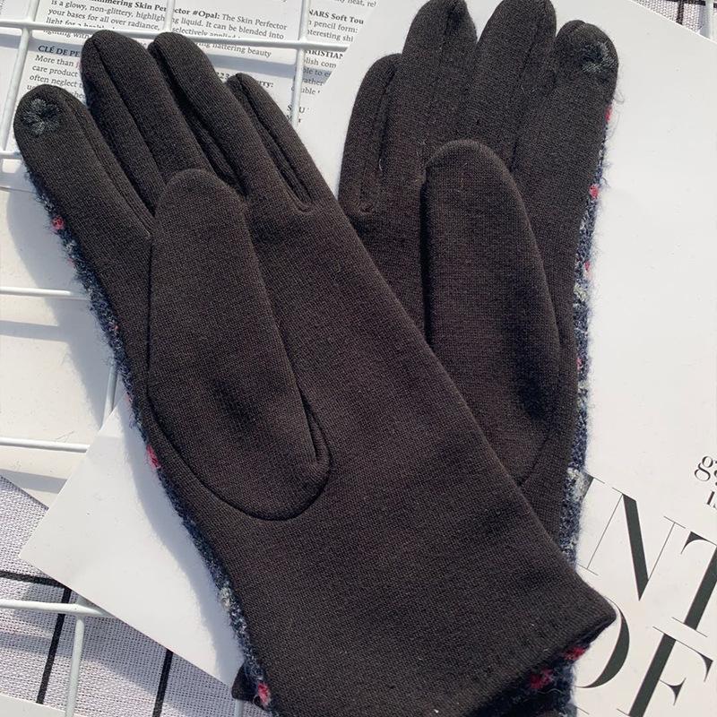 Модные шерстяные маленькие цветочные термоперчатки, термоперчатки для сенсорных экранов для женщин