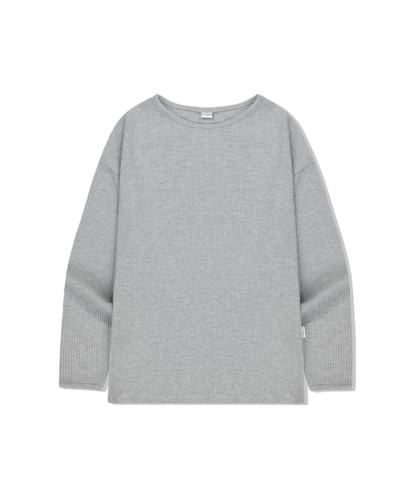 ESCAPEFROM Essentials Waffle Boat Neck Long Sleeve Grey