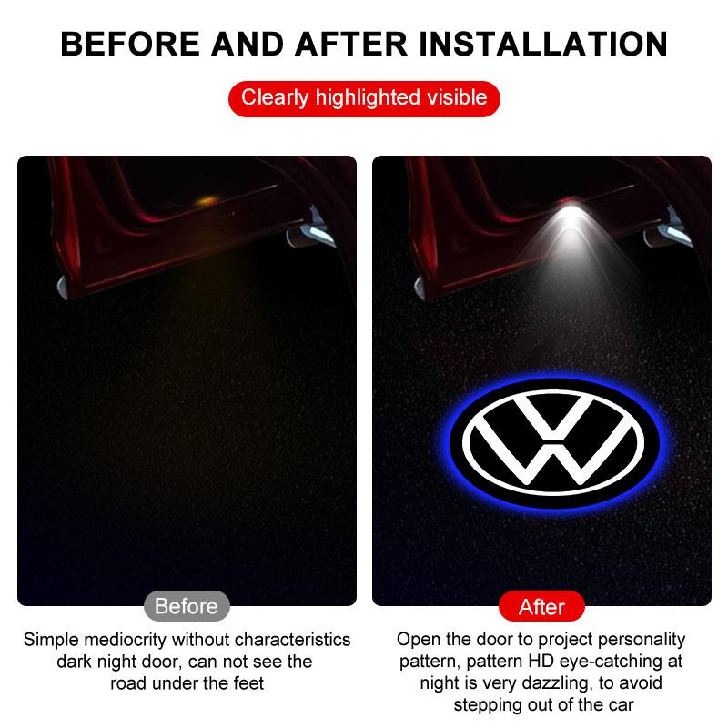 Горячие 2 шт. Светодиодный проектор приветствия для двери автомобиля HD LED Welcome Light для Volkswagen Touran Golf-4 5 6 7 Passat Polo MK4 Bora Altea Sha