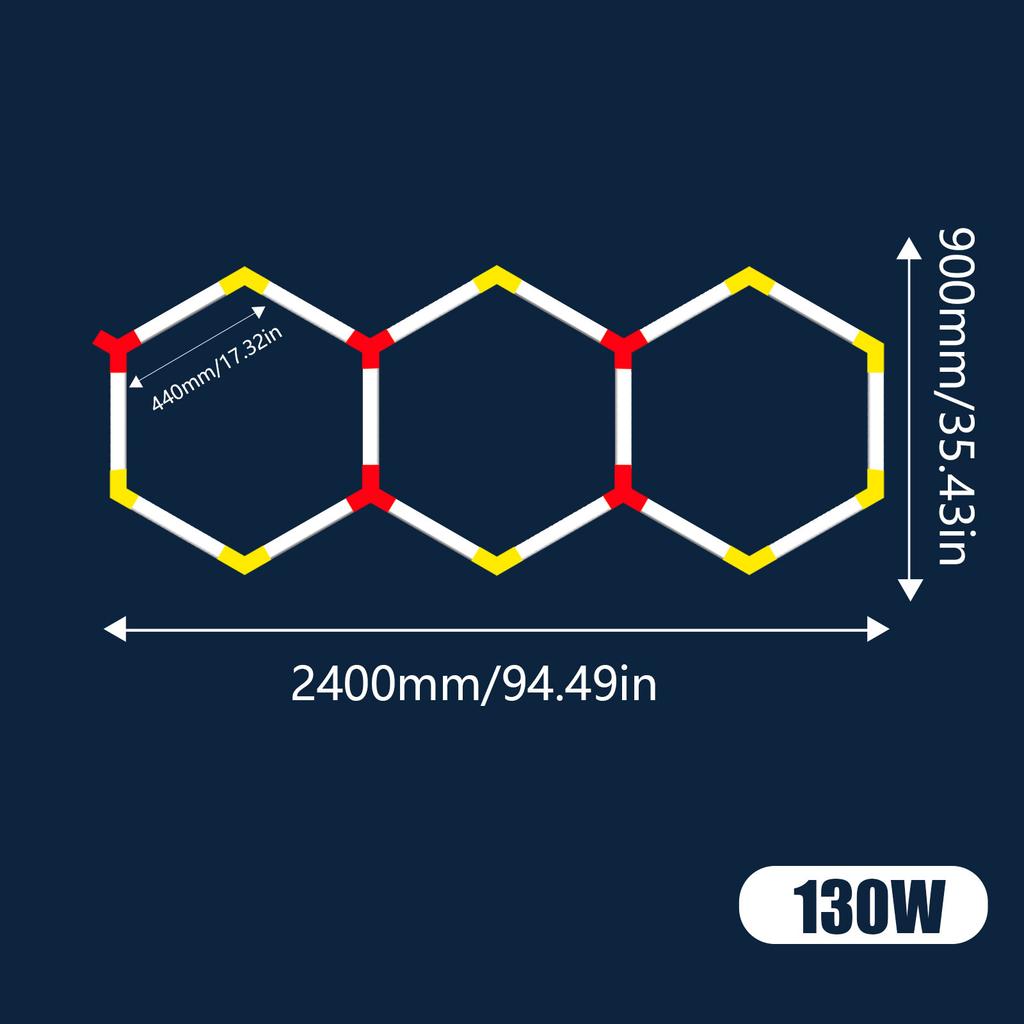 440мм Гаражный свет Шестиугольные светильники Лампа 85-265В Светодиодная трубка Сотовая потолочная подсветка Для авто Кузовной ремонт Автомобиль Светодиодная мастерская