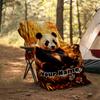 1PC Custom Name Panda Autumn Forest flannel blanket versatile,all-season throw suitable for the living room,bedroom,camping,travel,and gift
