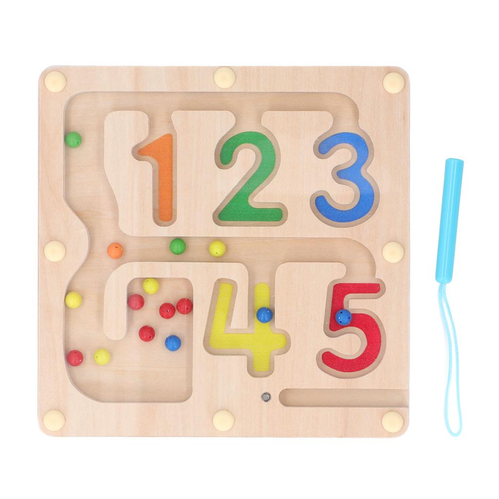 Магнитный цветной и числовой лабиринт Деревянный магнит Подбор цветов Счетная головоломка Обучающая