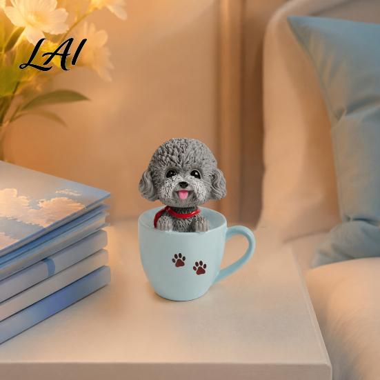 Car Aromatherapy Air Freshener Cup Shaking Head Dog Ornament Resin Teddy Schnauzer Dashboard Cute Puppy Interior Decor Decor Heat Resistant