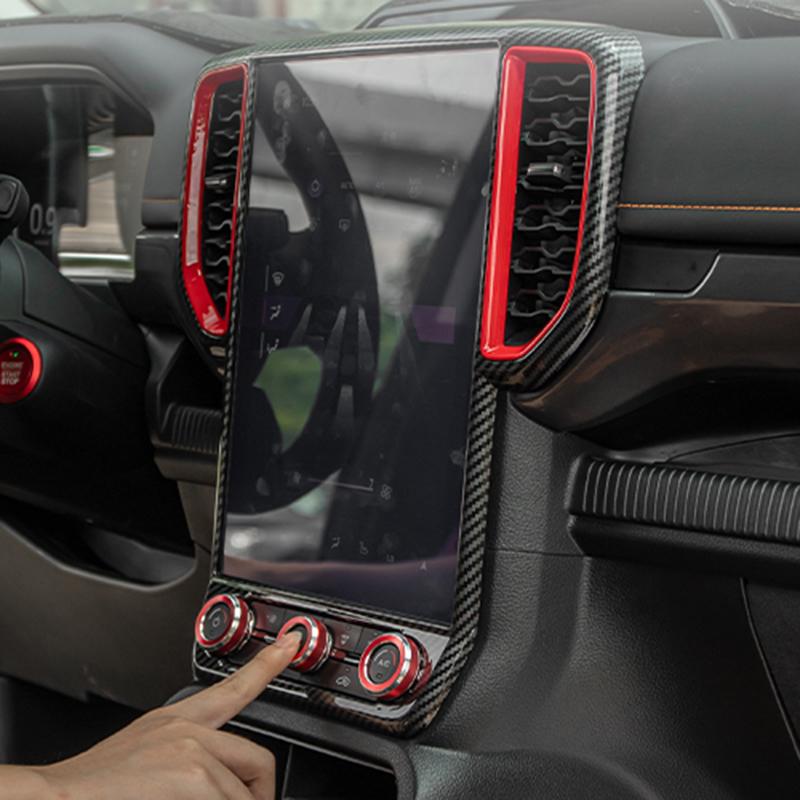 Для Ford Ranger 2025 Накладка на декоративную рамку экрана воздуховыпускного отверстия центральной консоли, наклейка, аксессуары для интерьера автомобиля, комплекты из АБС-пластика