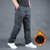 Зимние плюшевые и теплые мужские брюки с несколькими карманами