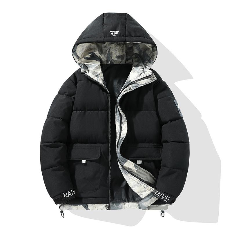 Мужская куртка с капюшоном на подкладке, теплая, утолщенная и ветрозащитная, универсальная куртка на подкладке в гонконгском стиле, зимняя куртка