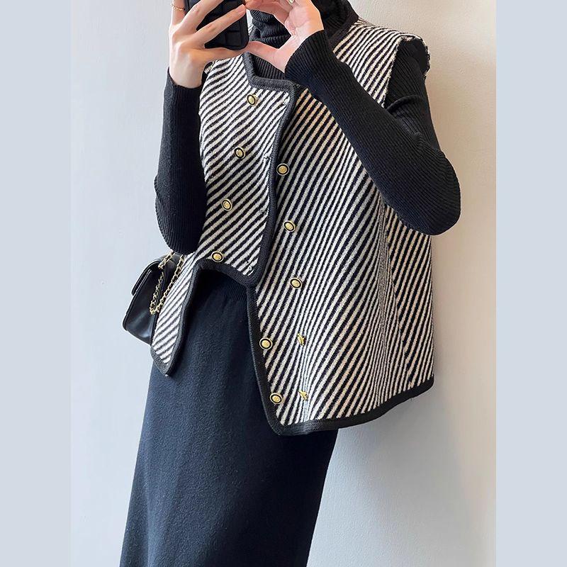 Модный полосатый жилет с асимметричным подолом, короткий фасон, свободный крой для женщин