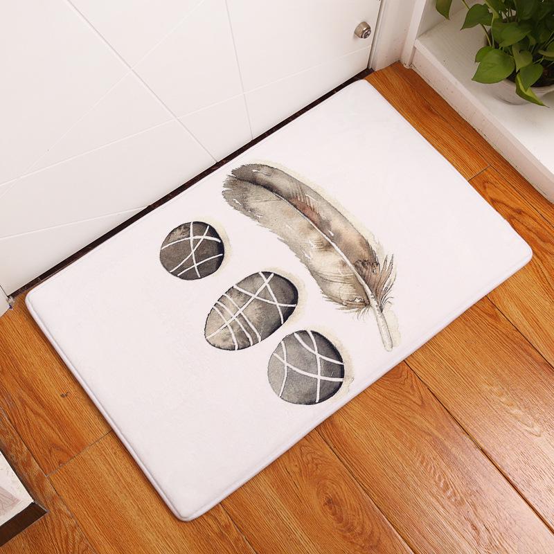 Non-slip Super Soft Carpet Color Feather Printing Bedroom Entrance Door Mat Balcony Living Room Welcome Mat