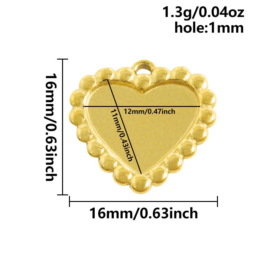 6pcs Heart Square Water Droplet Oval Cabochon Base Setting Pendant Stainless Steel Charms For Jewelry Making Bulk DIY Materials