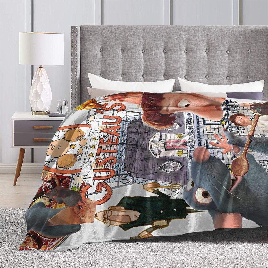 Cute Ratatouille Flannel Blanket Spring Warm Soft Throw Blanket for Boy Girl Living Room Aesthetic Bedspread Sofa Bed Cover