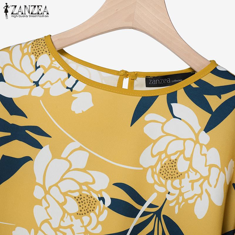 ZANZEA Женский повседневный костюм из двух частей: блузка с цветочным принтом и широкие брюки