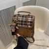 Retro Contrasting Color Fashion Student Bag 2025 New Trend Casual Backpack Plaid Trend Texture Foreign Style Women's Bag