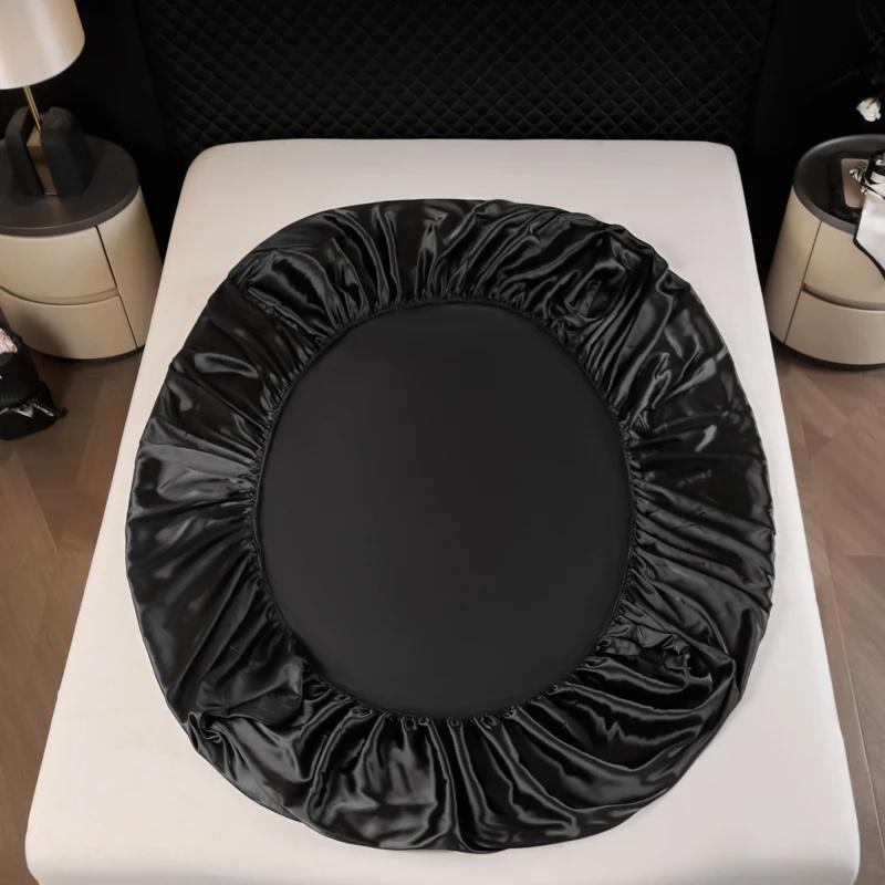 1 шт. Сатин Эластичная Натяжная Простыня Однотонный Чехол на Матрас для Односпальной Двуспальной Двуспальной Кровати King Queen Full Twin Простыня Сатин Постельное Белье