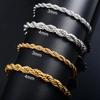 Unisex Bracelet Twisted Chain Hip Hop Style Stainless Steel Polished Anti-rust Hippie Rock Star Singer Club Party Wrist Jewelry