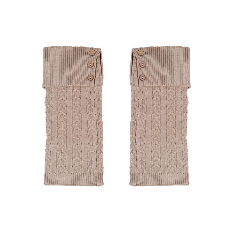 Autumn-Winter Merard Cable Knit Button Leg Warmers - Scrunched Mid-Calf, Thick, Warm, Japanese Retro Style.
