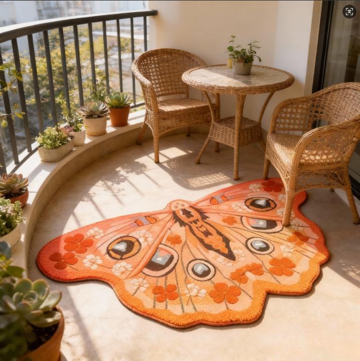 Butterfly Pattern Irregular Plush Carpet Thick Soft Floor Mat For Living Room Bedroom Home Decor Fluffy Area Rug