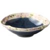 Ale-net Medium Bowl with Indigo Glazed Mokko-Shaped Flower Pattern, W17 X D18 X H5.5cm, Mino Ware Pottery, Made In Japan