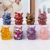 Natural Stone Nine-tailed Fox Figurine Positive Healing Energy Hand-carved Colorful Faux Crystal Love Heart Animal Statue Desktop Decoration Ornament