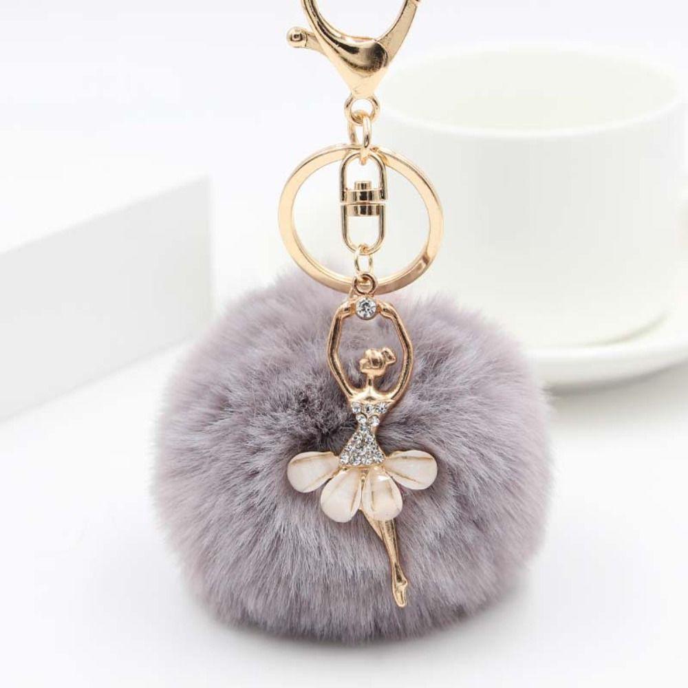 Key Ring Ballet Angel Girl keychain Little Angel Car keychain Fake Fur Key Chain Fur Ball Keyring