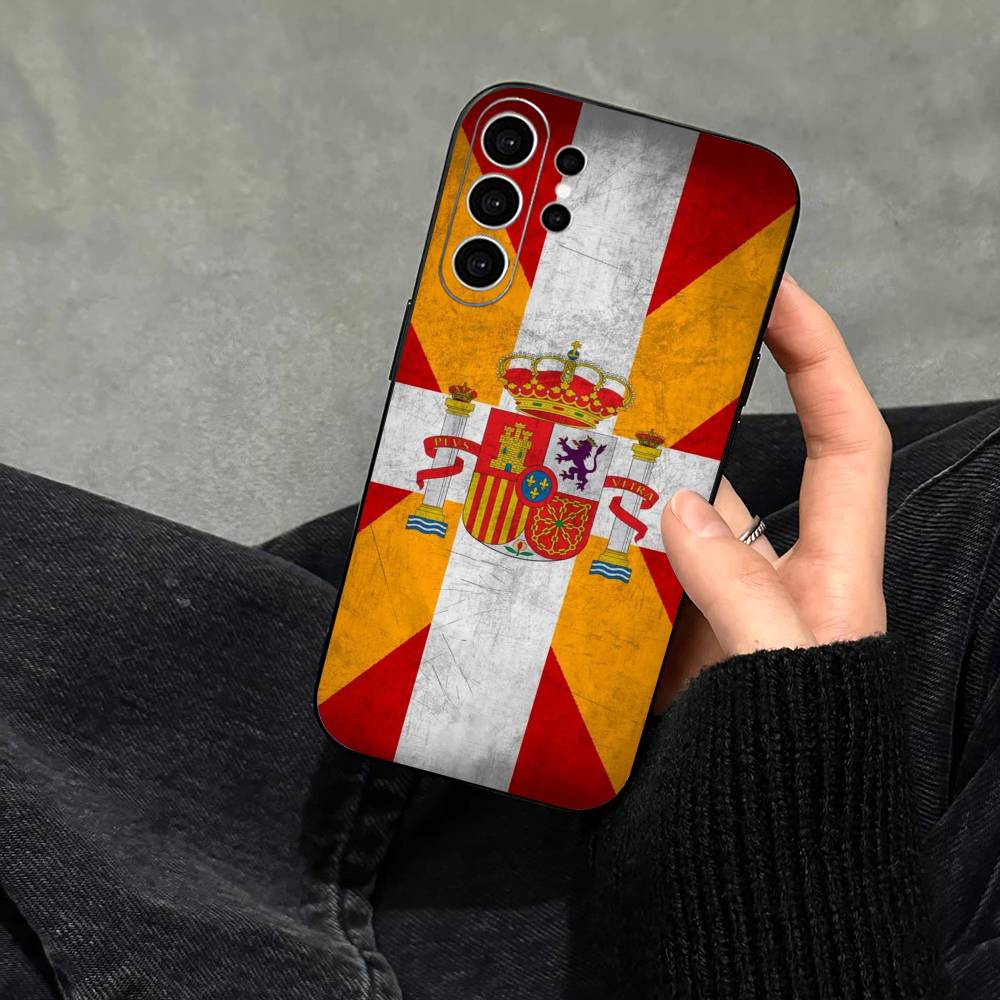 Чехол для телефона S-Испания Испанский флаг Арт Для Samsung S25,S24,S21,S22,S23,S30,Ultra,S20,Plus,Fe,Note,10,9,5G Черный