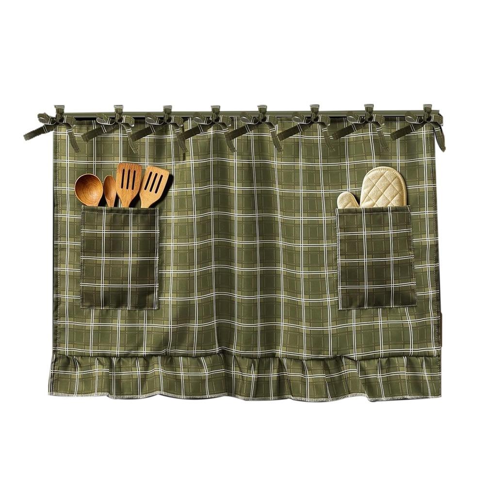 Pastoral Style Farmhouse Oven Cover Checkered Stove Cover Skirt Handmade Hidden Curtain Dishwasher