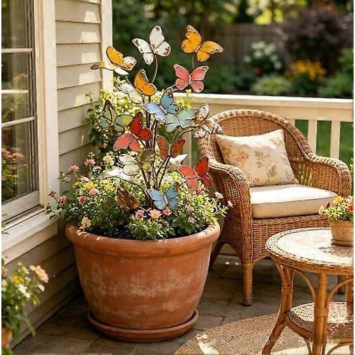 Colorful Metal Butterfly Garden Stake, Decorative Yard Art for Outdoor & Patio