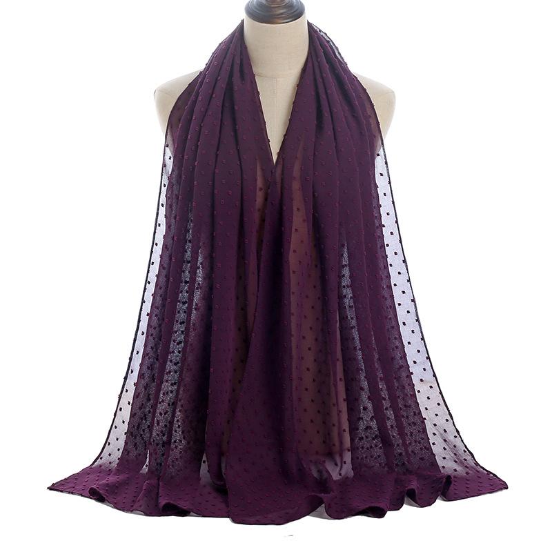 Hot Sale Autumn and Winter Fur Ball Thickened Chiffon Scarf Monochrome Muslim Female Scarf Shawl