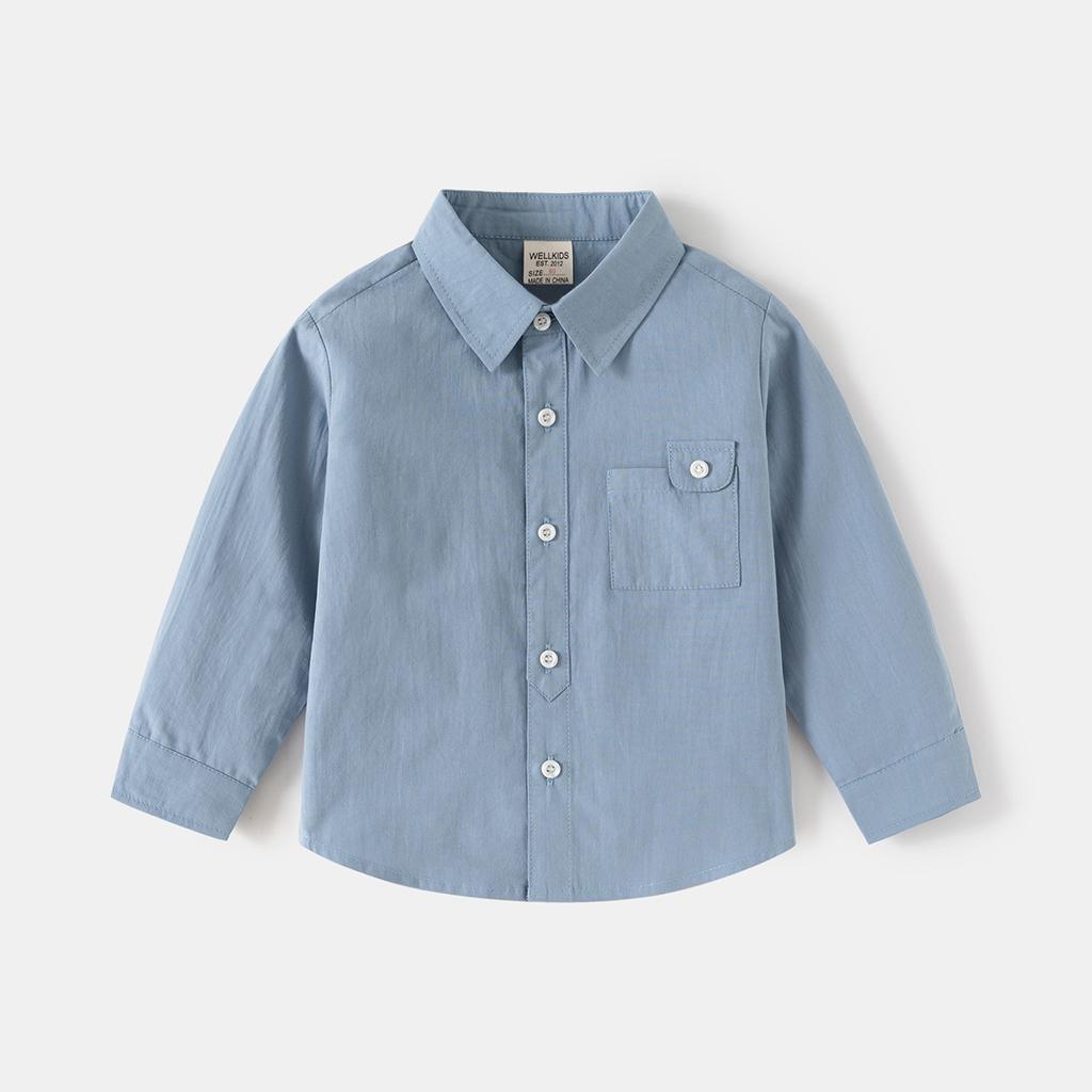 2025 Spring New Boys Long-sleeved Shirt Korean Version Baby Lapel Shirt Children's Fashion Top