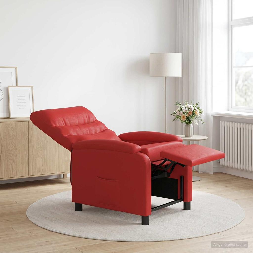 Recliner Chair Red Faux Leather