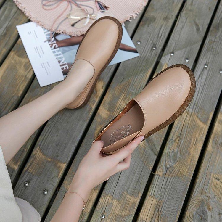 Slip-on Retro Single Shoes Small Leather Shoes Grandma Shoes Women's Flat