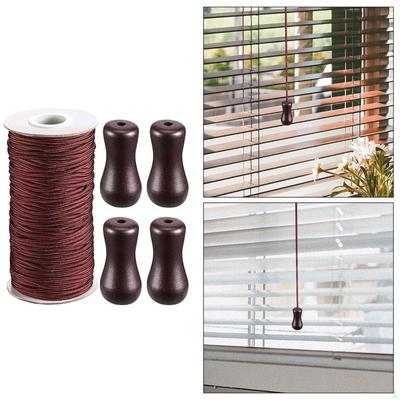 Коричневый плетеный шнур для подъемной шторы, рулон 55 ярдов с подвеской из 4 частей для алюминиевой шторки,
