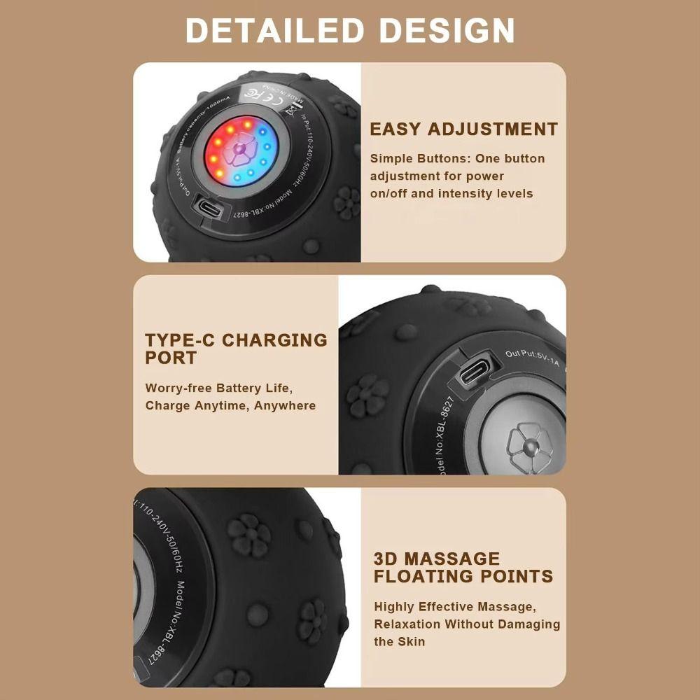 5 Gears Vibrating Massage Ball Multi-function Massage Equipment Myofascial Release Tool Home Gym