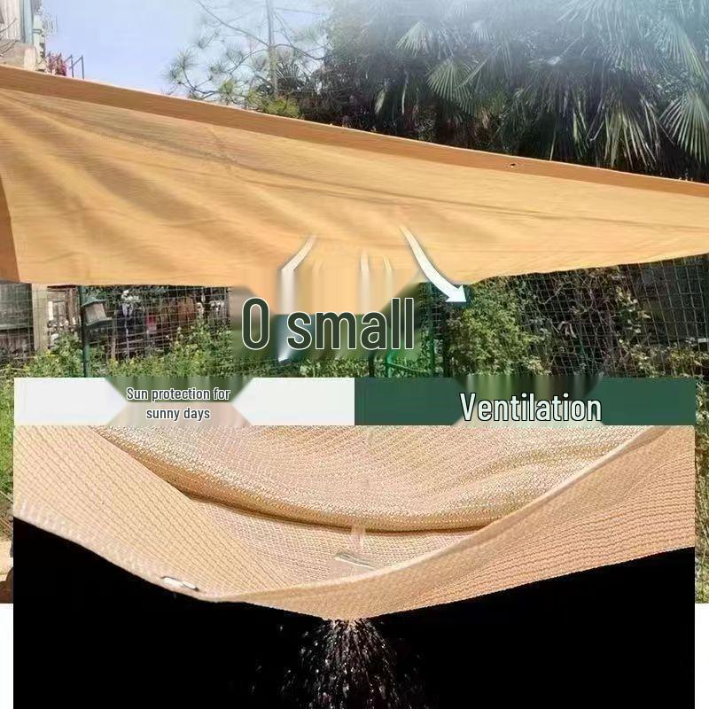 Beige Shade Net for Home Courtyard and Balcony Sun Protection - Hemmed and Punched
