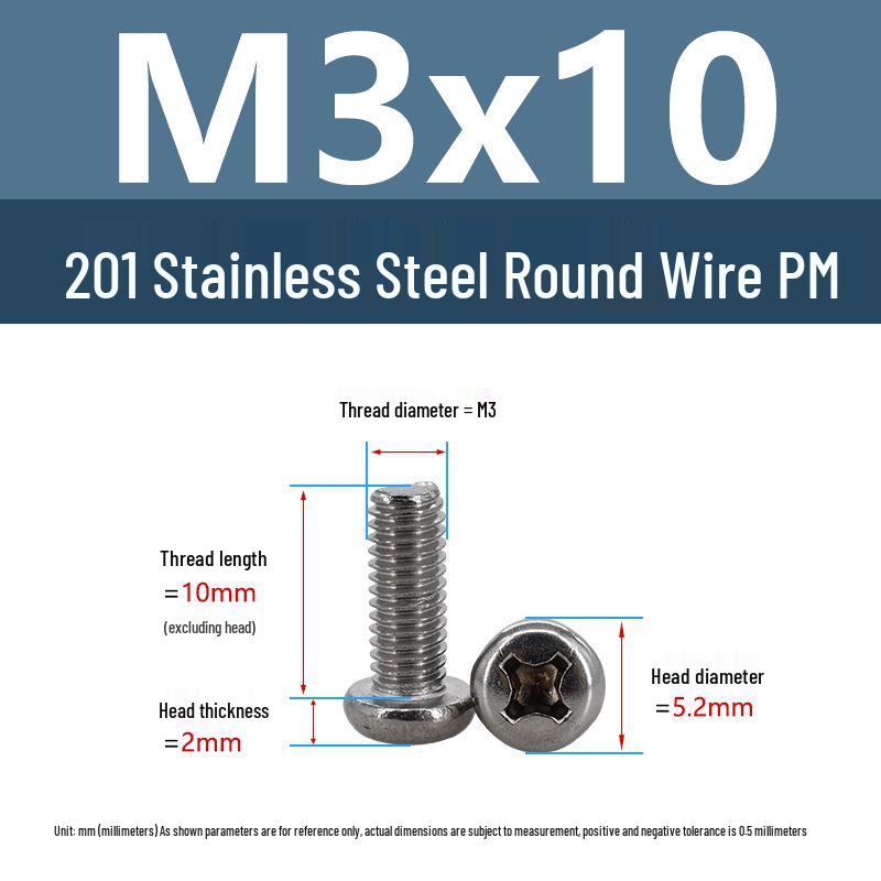 Yigu Yigu Stainless Steel Phillips Round Head Machine Screws M2-M8