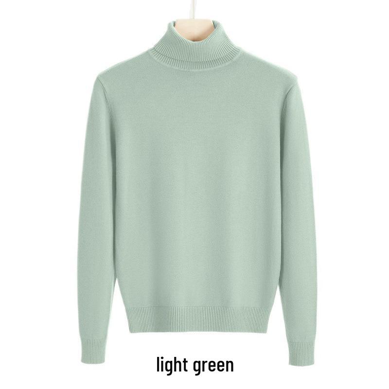 Men's Loose Plus Size High Neck Knit Sweater - Solid Color, Long Sleeve, Spring/Autumn/Winter