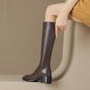 Женские сапоги на высоком каблуке, модные осенне-зимние однотонные рыцарские сапоги оверсайз на толстом каблуке