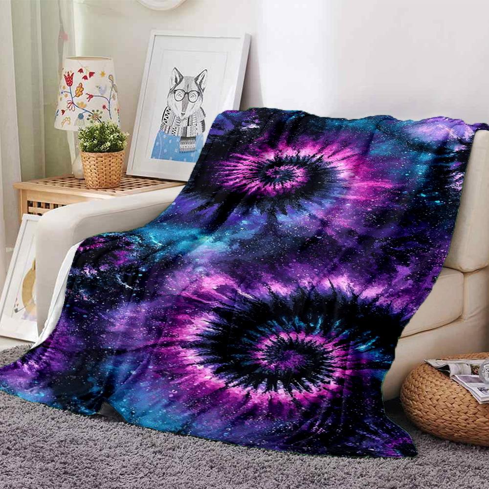 Tie-Dye Print Flannel Blanket High Quality Warm Comfortable Cover for All Seasons Perfect for Gifts Home Decor