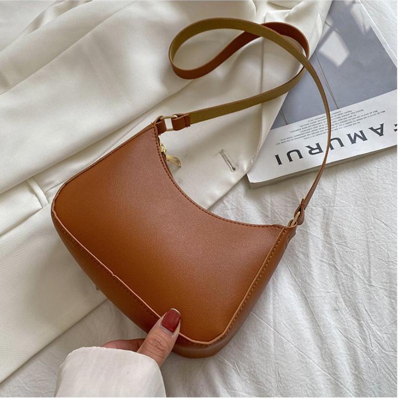 New Women's Fashion Handbags Retro Solid Color PU Leather Shoulder Underarm Bag Casual Women Handbags Trend