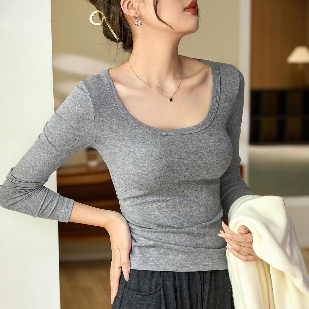 Skin-friendly and Comfortable Modal You Cotton Autumn New Long-sleeved T-shirt for Women's Inner Base Shirt