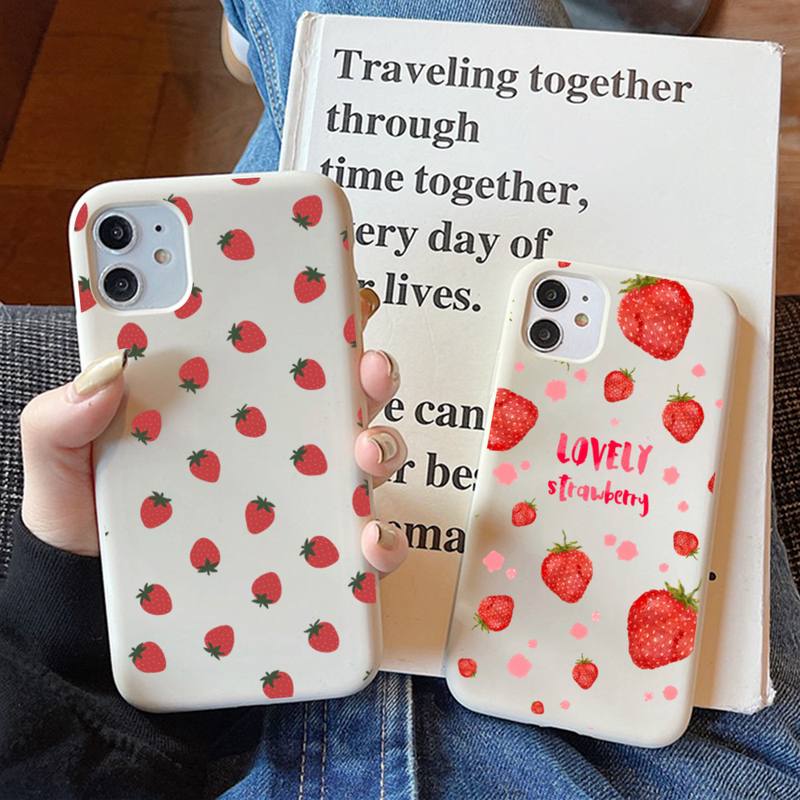 Чехол для телефона Персик клубника Мягкий однотонный для iPhone 11 12 13 mini pro XS MAX 8 7 6 6S Plus X XR
